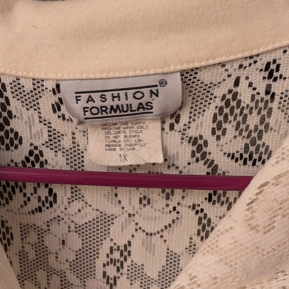 Vintage 70's RETRO all lace white blouse 1X C49 - Picture 3 of 5